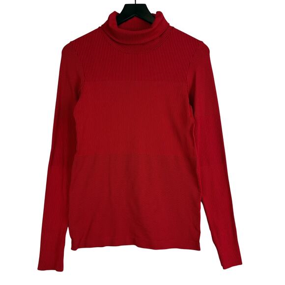 Athleta Turtleneck Ribbed Baselayer Long Sleeve Sweater Red Fitted - Size M - Picture 1 of 8